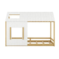 Twin Size House Bed With Roof And Window White Natural Twin White Mdf