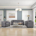 Modern 3 Piece Sofa Sets With Rubber Wood Legs,Velvet Upholstered Couches Sets Including Three Seat Sofa, Loveseat And Single Chair For Living Room Furniture Set,Gray Gray Foam Velvet