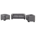 Modern 3 Piece Sofa Sets With Rubber Wood Legs,Velvet Upholstered Couches Sets Including Three Seat Sofa, Loveseat And Single Chair For Living Room Furniture Set,Gray Gray Foam Velvet