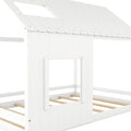 Full Size House Bed With Roof And Window White White Mdf