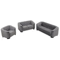 Modern 3 Piece Sofa Sets With Rubber Wood Legs,Velvet Upholstered Couches Sets Including Three Seat Sofa, Loveseat And Single Chair For Living Room Furniture Set,Gray Gray Foam Velvet