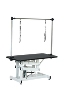 43 Inch Adjustable Heavy Type Hydraulic Pet Dog Grooming Table Upgraded Professional Drying Table Heavy Duty Frame With Adjustable Arm And Noose Black White Carbon Steel