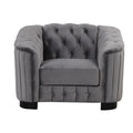 Modern 3 Piece Sofa Sets With Rubber Wood Legs,Velvet Upholstered Couches Sets Including Three Seat Sofa, Loveseat And Single Chair For Living Room Furniture Set,Gray Gray Foam Velvet