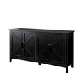 Cabinet With 4 Doors And 4 Open Shelgves,Freestanding Sideboard Storage Cabinet Entryway Floor Cabinet For Living Room Office Bedroom Black Mdf