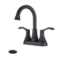 4 Inches Centerset Bathroom Faucet 360 Swivel Spout, With Pop Up Drain Matte Black Matte Black Zinc