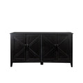 Cabinet With 4 Doors And 4 Open Shelgves,Freestanding Sideboard Storage Cabinet Entryway Floor Cabinet For Living Room Office Bedroom Black Mdf