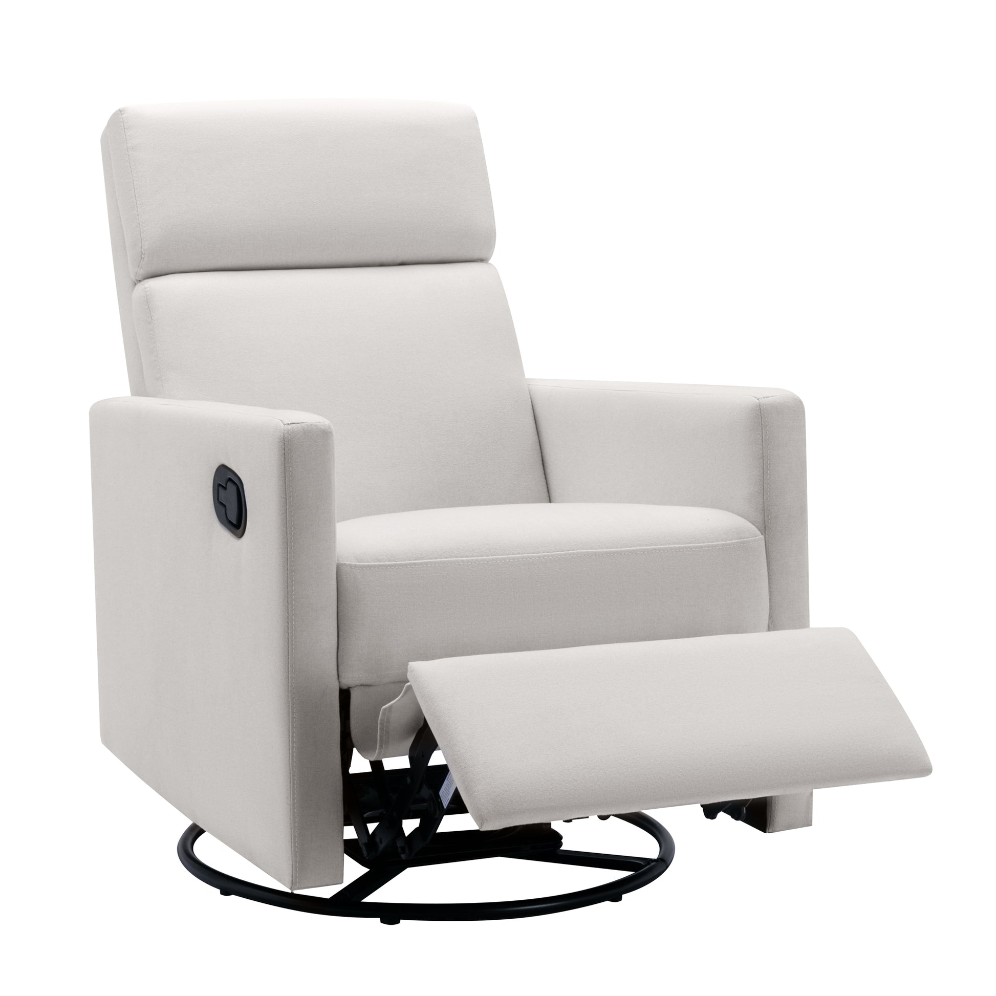 Modern Upholstered Rocker Nursery Chair Plush Seating Glider Swivel Recliner Chair, Beige Beige Linen