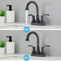 4 Inches Centerset Bathroom Faucet 360 Swivel Spout, With Pop Up Drain Matte Black Matte Black Zinc