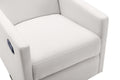 Modern Upholstered Rocker Nursery Chair Plush Seating Glider Swivel Recliner Chair, Beige Beige Linen