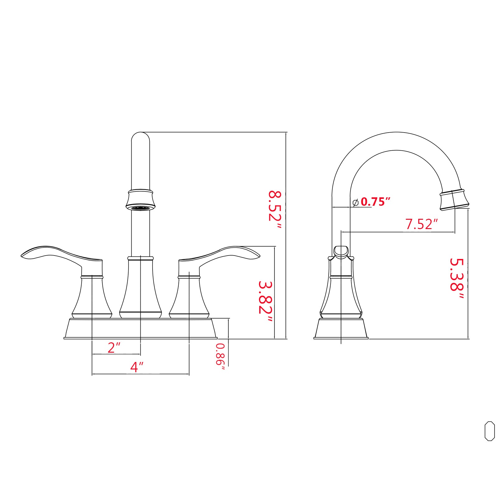 4 Inches Centerset Bathroom Faucet 360 Swivel Spout, With Pop Up Drain Matte Black Matte Black Zinc