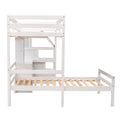 Twin Size Loft Bed With A Stand Alone Bed, Storage Staircase, Desk, Shelves And Drawers, White White Pine