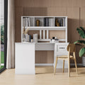 Home Office Computer Desk With Hutch, Antiqued White Finish White Mdf