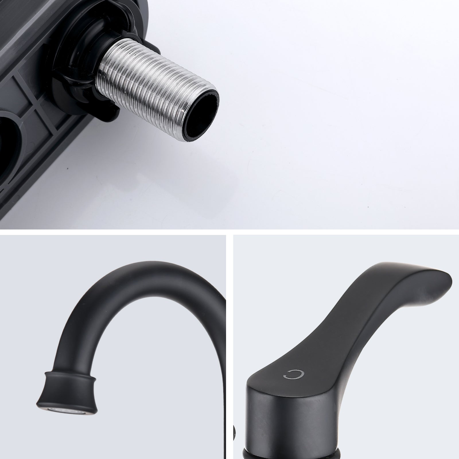 4 Inches Centerset Bathroom Faucet 360 Swivel Spout, With Pop Up Drain Matte Black Matte Black Zinc