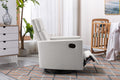Modern Upholstered Rocker Nursery Chair Plush Seating Glider Swivel Recliner Chair, Beige Beige Linen
