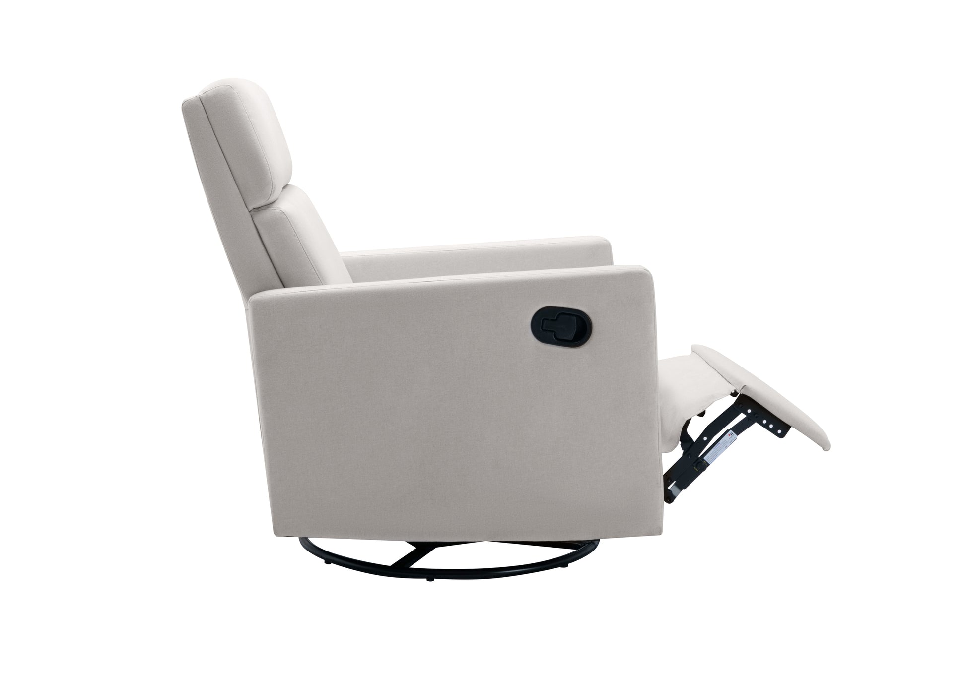 Modern Upholstered Rocker Nursery Chair Plush Seating Glider Swivel Recliner Chair, Beige Beige Linen