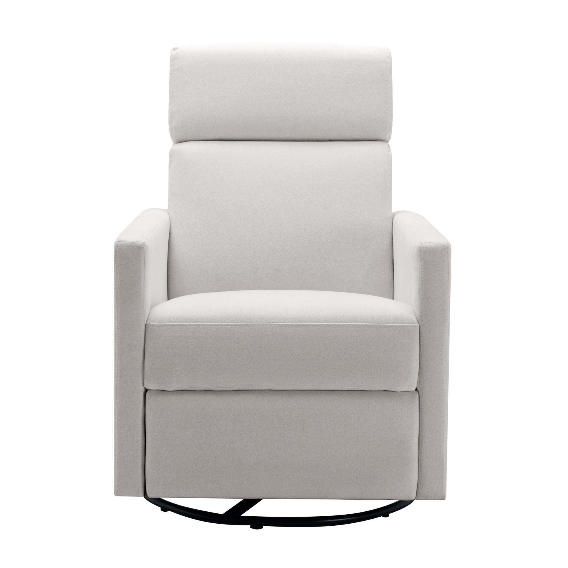Modern Upholstered Rocker Nursery Chair Plush Seating Glider Swivel Recliner Chair, Beige Beige Linen