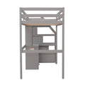 Twin Size Loft Bed With A Stand Alone Bed, Storage Staircase, Desk, Shelves And Drawers, Gray Gray Pine