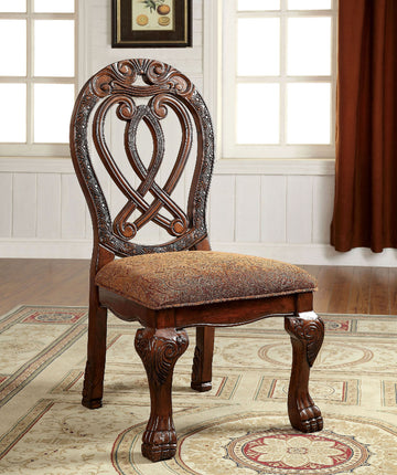 Formal Majestic Traditional Dining Chairs Cherry Solid Wood Fabric Seat Intricate Carved Details Set Of 2 Side Chairs Cherry Brown Dining Room Classic,Luxury,Traditional Dining Chairs Solid Wood