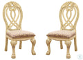 Formal Majestic Traditional Dining Chairs Vintage White Solid Wood Fabric Seat Intricate Carved Details Set Of 2 Side Chairs Antique White Dining Room Classic,Luxury,Traditional Solid Wood