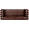 84.06Inch Width Traditional Square Arm Removable Cushion 3 Seater Sofa Dark Brown Foam Pu