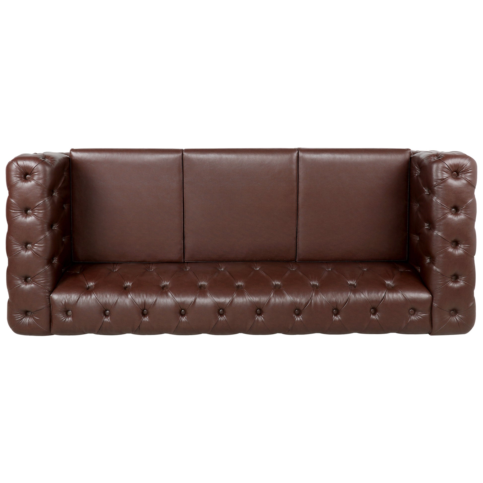 84.06Inch Width Traditional Square Arm Removable Cushion 3 Seater Sofa Dark Brown Foam Pu