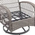 3 Pieces Outdoor Swivel Rocker Patio Chairs, 360 Degree Rocking Patio Conversation Set With Thickened Cushions And Glass Coffee Table For Backyard, Grey Grey Steel
