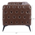 84.06Inch Width Traditional Square Arm Removable Cushion 3 Seater Sofa Dark Brown Foam Pu