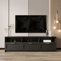 Black Modern Minimalist Tv Cabinet 80 Inch Tv Stand, Open Locker Living Room Bedroom Black Mdf