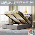 Upholstered Bed Queen Size With Led Light, Bluetooth Player And Usb Charging, Hydraulic Storage Bed In Gray Velvet Fabric Gray Foam Upholstered