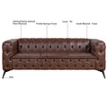 84.06Inch Width Traditional Square Arm Removable Cushion 3 Seater Sofa Dark Brown Foam Pu