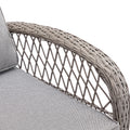 3 Pieces Outdoor Swivel Rocker Patio Chairs, 360 Degree Rocking Patio Conversation Set With Thickened Cushions And Glass Coffee Table For Backyard, Grey Grey Steel