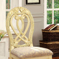 Formal Majestic Traditional Dining Chairs Vintage White Solid Wood Fabric Seat Intricate Carved Details Set Of 2 Side Chairs Antique White Dining Room Classic,Luxury,Traditional Solid Wood