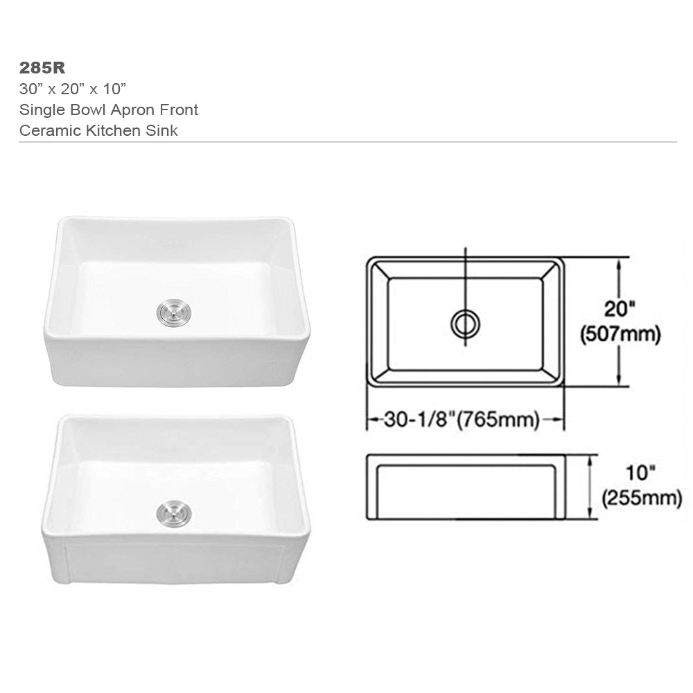 Inch White Farmhouse Sink Deep Apron Sink Undermount Farmhouse Kitchen Sink Single Farm Sink White Ceramic