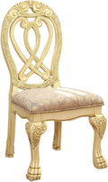 Formal Majestic Traditional Dining Chairs Vintage White Solid Wood Fabric Seat Intricate Carved Details Set Of 2 Side Chairs Antique White Dining Room Classic,Luxury,Traditional Solid Wood