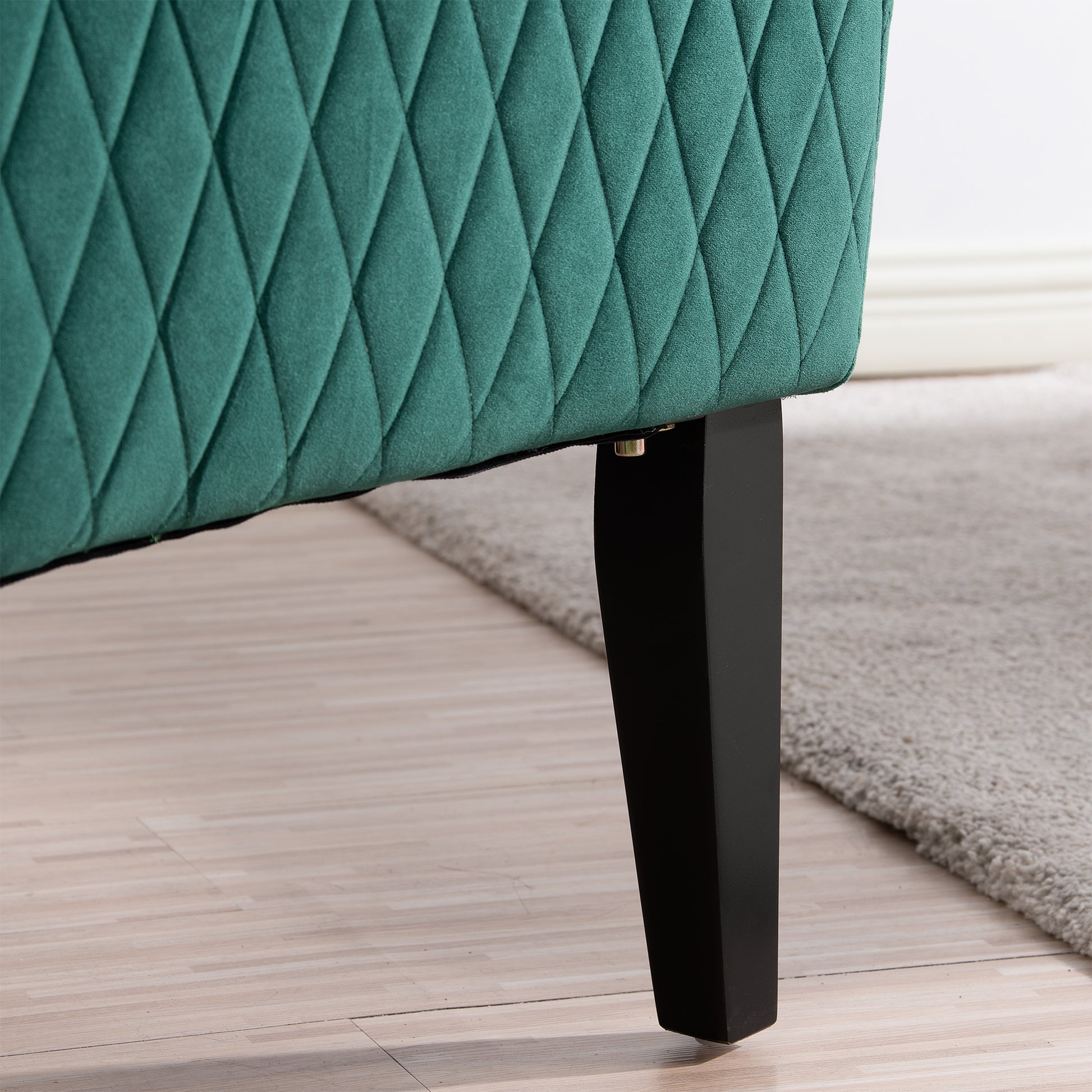 23.03" Wide High Back Velvet Accent Chair, Comfy High Wingback Chair, Living Room Chair With Soft Padded & Wooden Legs, Modern Side Chair For Living Room, Bedroom, Green Retro Green Fabric