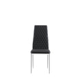 Black Modern Simple Style Dining Chair Leather Chrome Metal Pipe Diamond Grid Pattern Restaurant Home Conference Chair Set Of 4 Black Leather