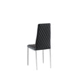 Black Modern Simple Style Dining Chair Leather Chrome Metal Pipe Diamond Grid Pattern Restaurant Home Conference Chair Set Of 4 Black Leather