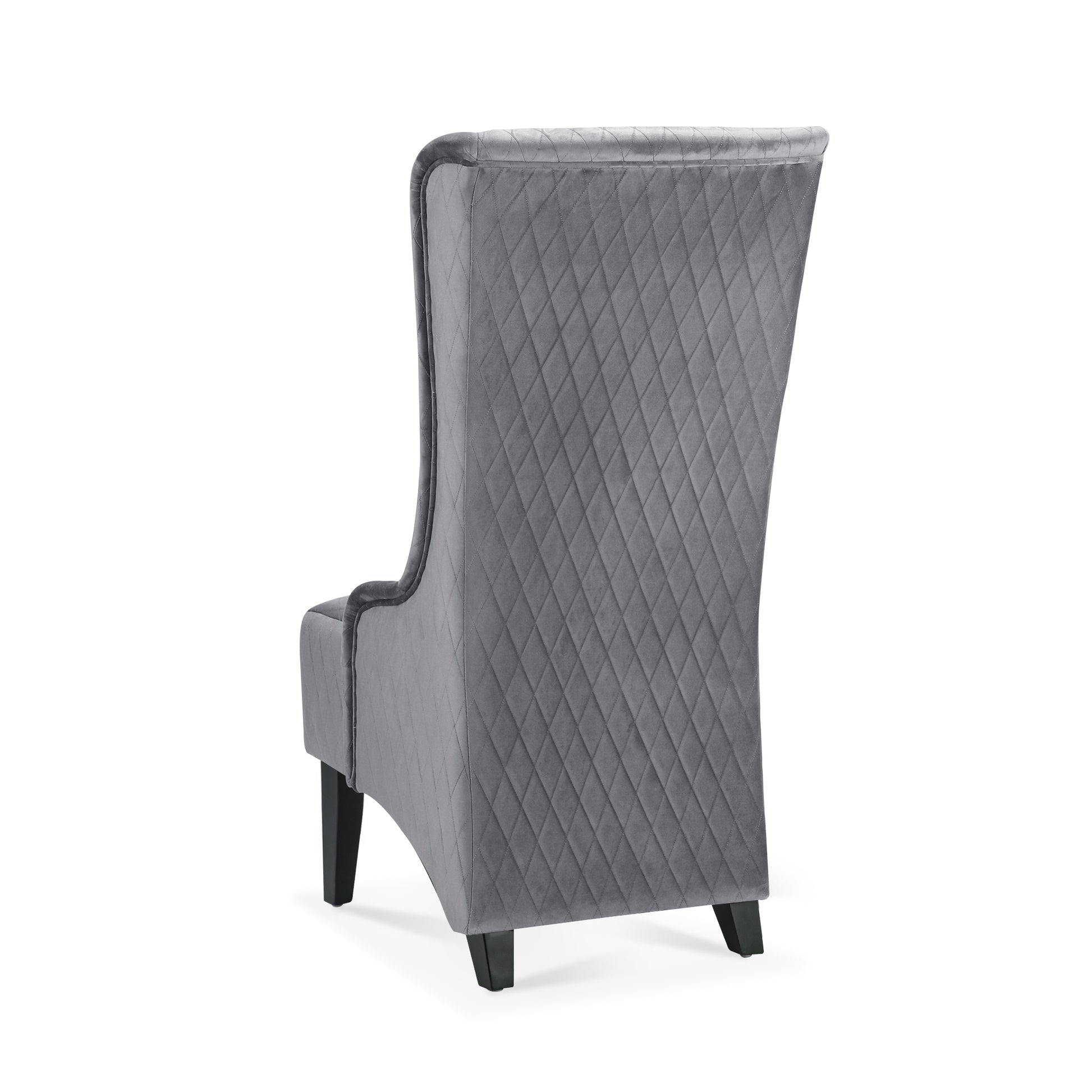 23.03" Wide High Back Velvet Accent Chair, Comfy High Wingback Chair, Living Room Chair With Soft Padded & Wooden Legs, Modern Side Chair For Living Room, Bedroom, Grey Gray Fabric