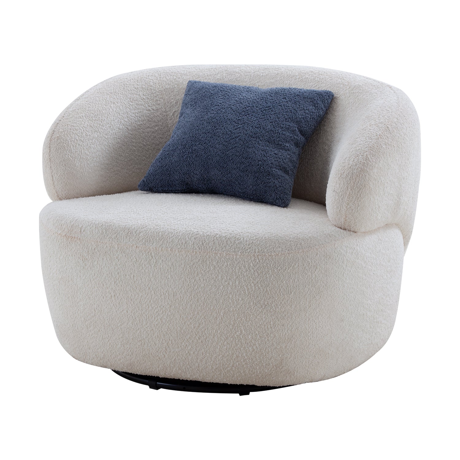 Swivel Barrel Chair Living Room, Single Chair For Small Space Comfy Round Sofa Chair Boucle Accent Chair Circle Sherpa, Arm Chair Reading Room Chair Lounge Chair Bedroom Club White Upholstered 1 Seat
