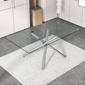 Large Modern Minimalist Rectangular Glass Dining Table For 6 8 With 0.39