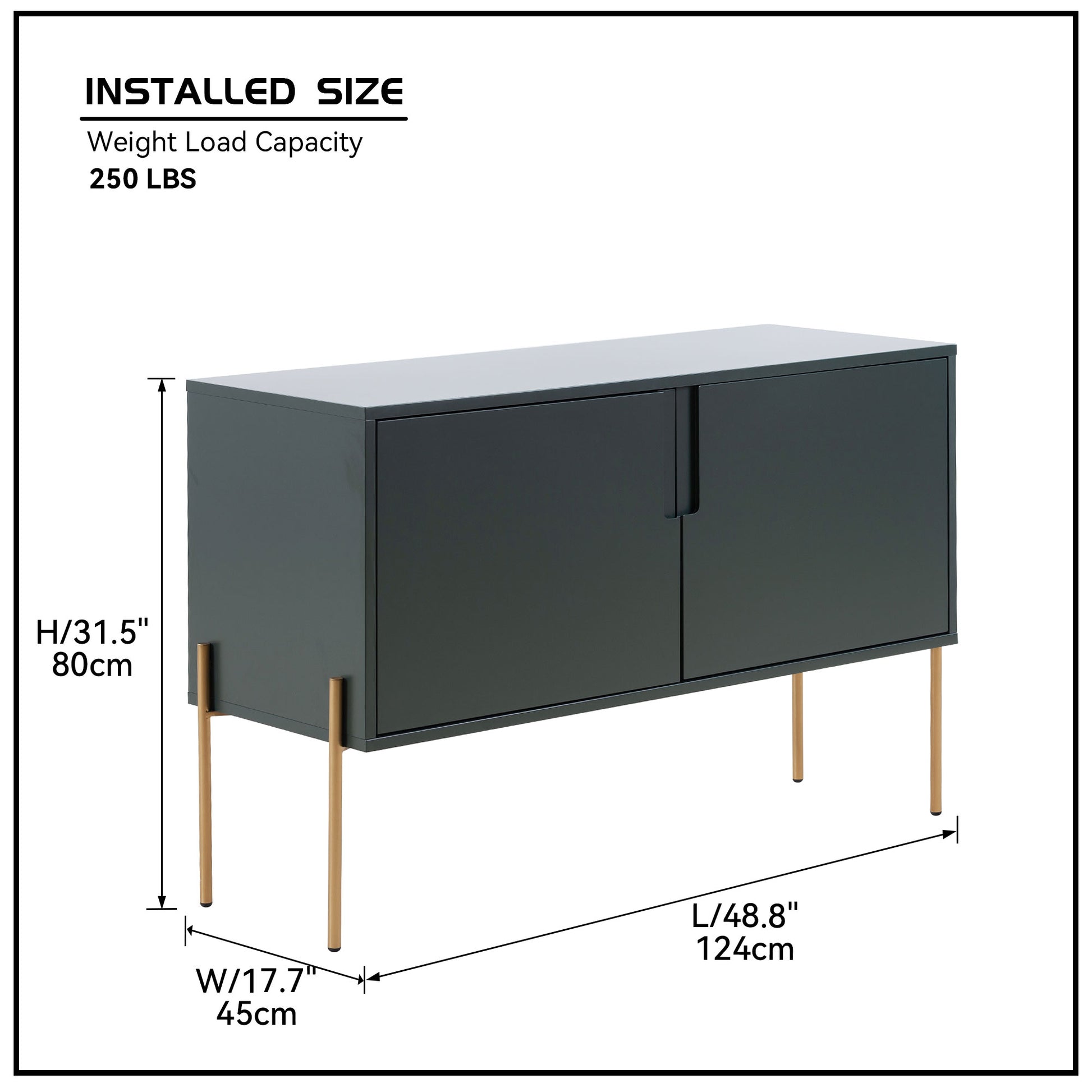 Modern Entertainment Tv Stand Storage Cabinet Sideboard Buffet Table For Living Room Kitchen Green Wood Stainless Steel