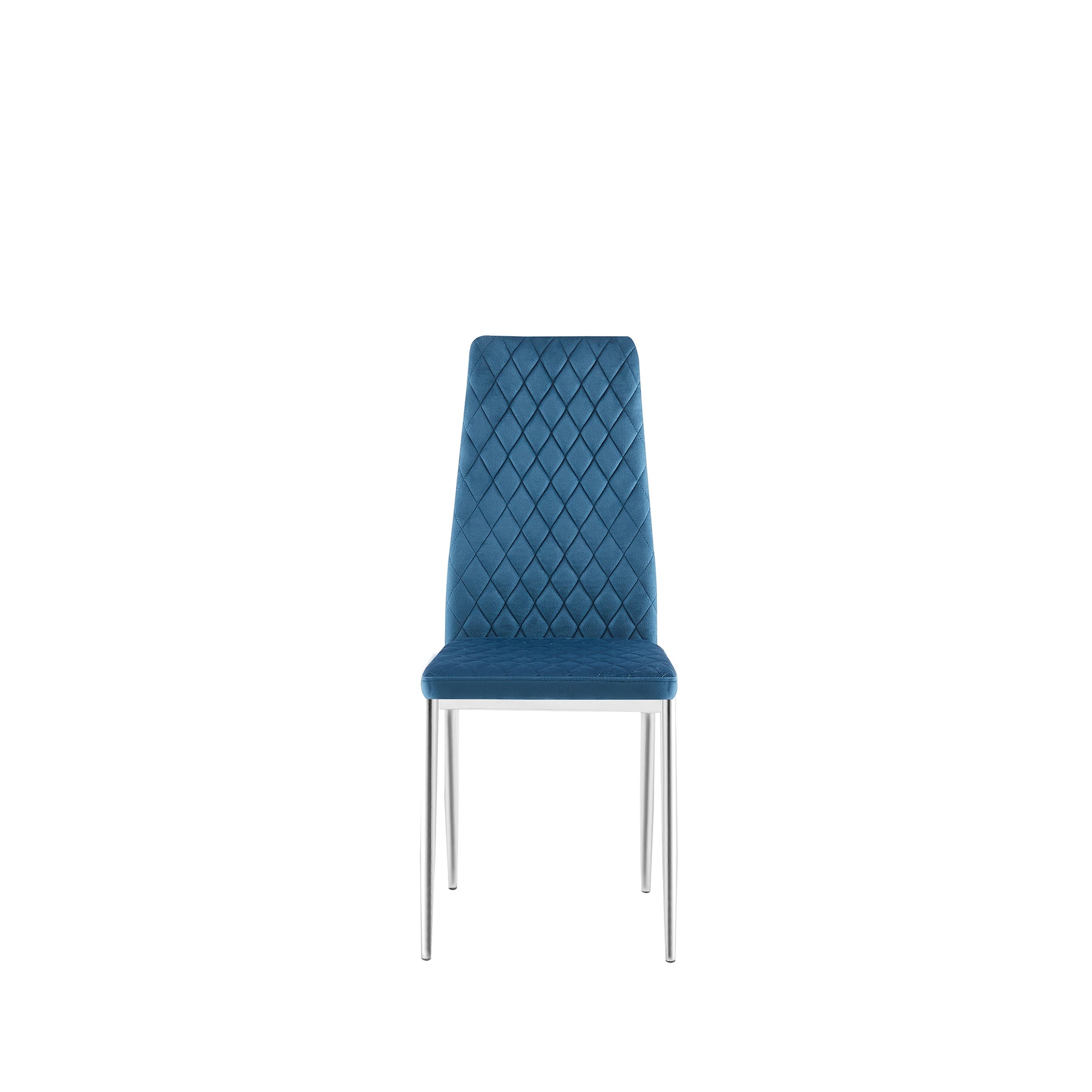 Light Blue Modern Simple Style Dining Chair Fabric Chrome Metal Pipe Diamond Grid Pattern Restaurant Home Conference Chair Set Of 6 Light Blue Fabric