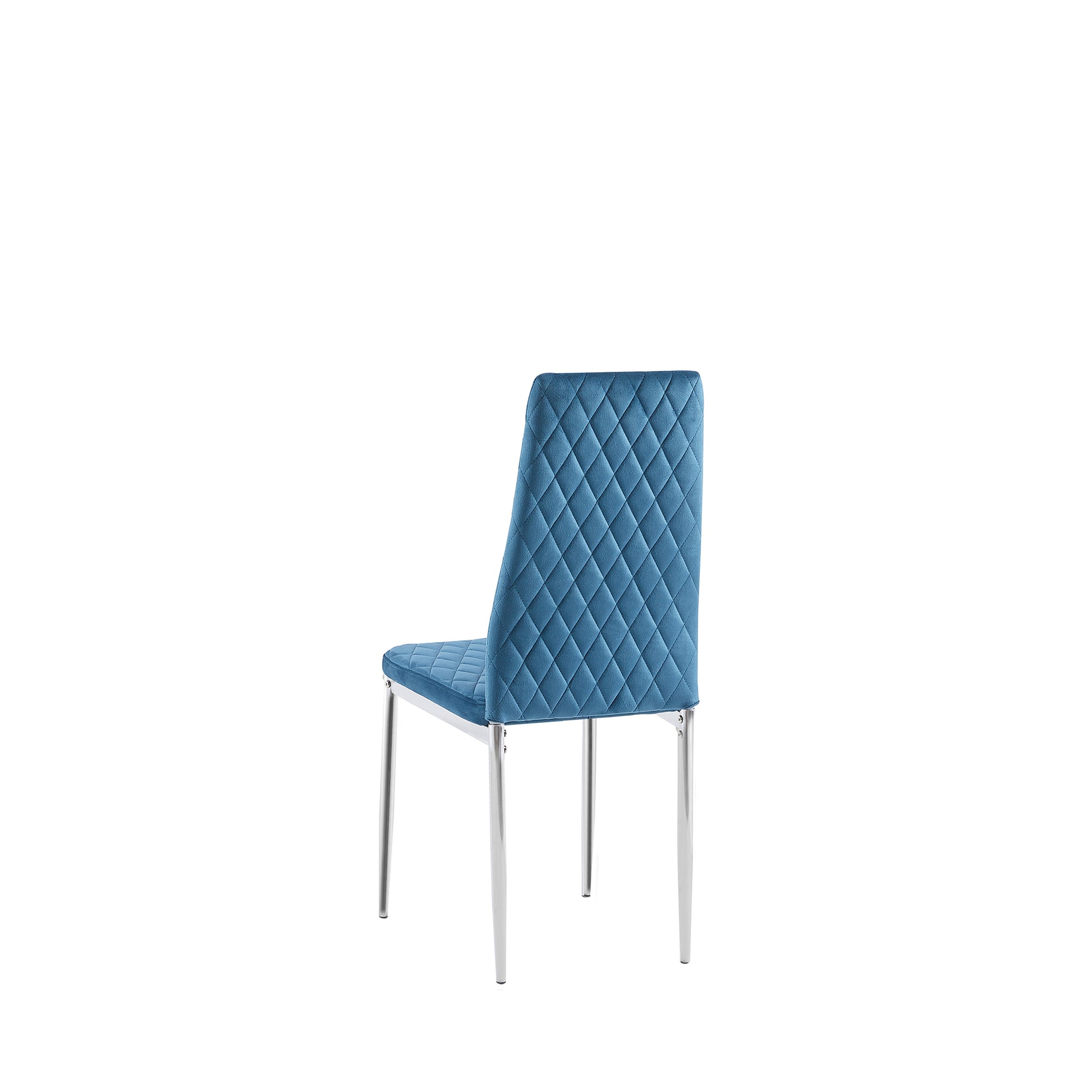 Light Blue Modern Simple Style Dining Chair Fabric Chrome Metal Pipe Diamond Grid Pattern Restaurant Home Conference Chair Set Of 6 Light Blue Fabric