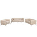 Modern 3 Piece Sofa Sets With Sturdy Metal Legs,Velvet Upholstered Couches Sets Including Three Seat Sofa, Loveseat And Single Chair For Living Room Furniture Set,Beige Beige Foam Velvet