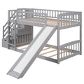 Stairway Twin Over Twin Bunk Bed With Two Drawers And Slide, Gray Old Sku :Lt000155Aae Gray Solid Wood