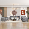 Modern 3 Piece Sofa Sets With Sturdy Metal Legs,Velvet Upholstered Couches Sets Including Three Seat Sofa, Loveseat And Single Chair For Living Room Furniture Set,Gray Gray Foam Velvet