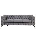 Modern 3 Piece Sofa Sets With Sturdy Metal Legs,Velvet Upholstered Couches Sets Including Three Seat Sofa, Loveseat And Single Chair For Living Room Furniture Set,Gray Gray Foam Velvet