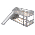 Stairway Twin Over Twin Bunk Bed With Two Drawers And Slide, Gray Old Sku :Lt000155Aae Gray Solid Wood