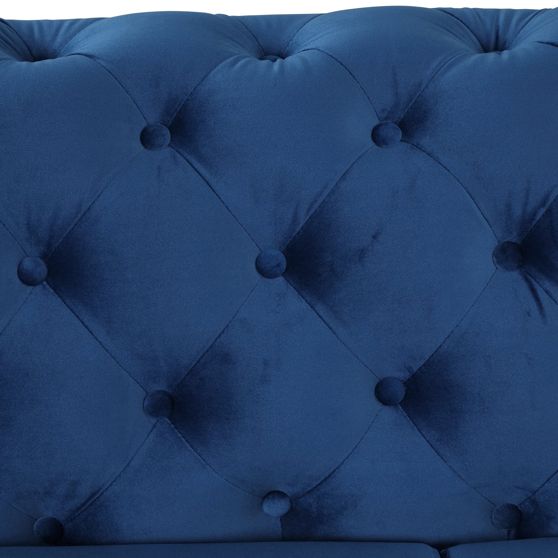40.5" Velvet Upholstered Accent Sofa,Modern Single Sofa Chair With Button Tufted Back,Modern Single Couch For Living Room,Bedroom,Or Small Space,Blue Blue Foam Velvet