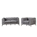 Modern 3 Piece Sofa Sets With Sturdy Metal Legs,Velvet Upholstered Couches Sets Including Three Seat Sofa, Loveseat And Single Chair For Living Room Furniture Set,Gray Gray Foam Velvet